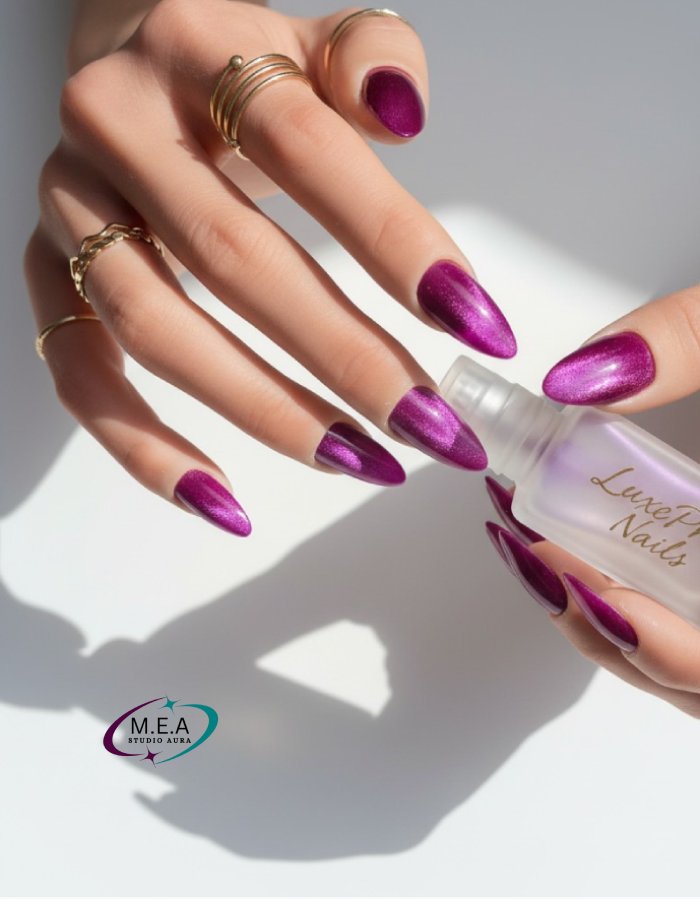 Press on nails rose cat eye