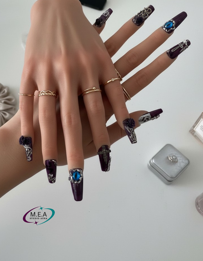 Press-on nails faits main - Prune