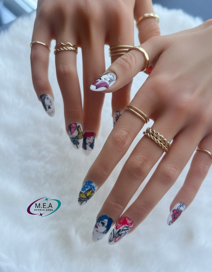Aquarelle Féminine – Press-on nails faits main