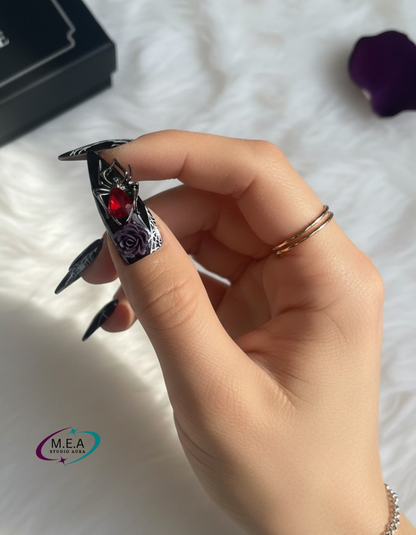 Nocturne Gothique – Press-on nails faits main