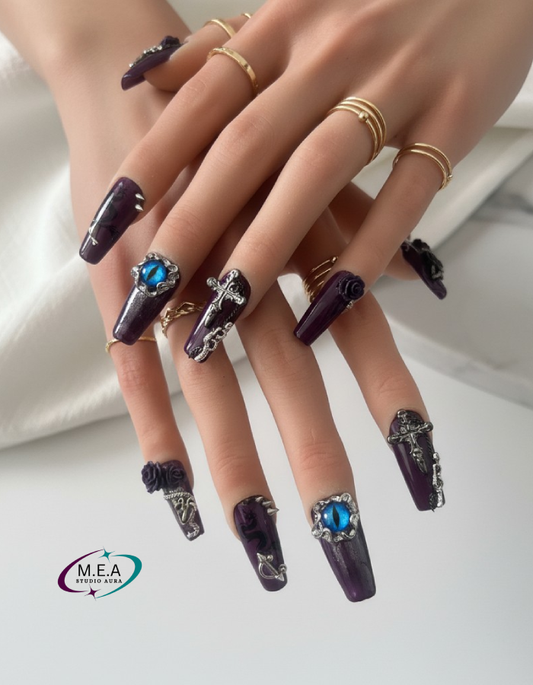 Press-on nails faits main - Prune