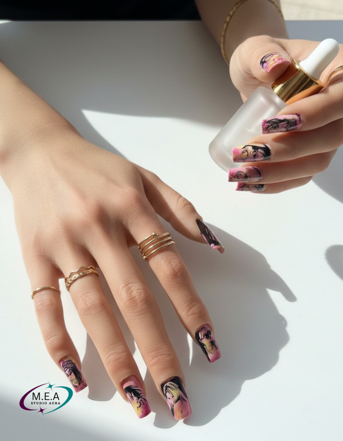 Press-on nails Carré Long — Manga Souls