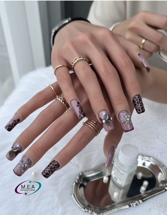 Brown Wild Chic – Press-on nails faits main