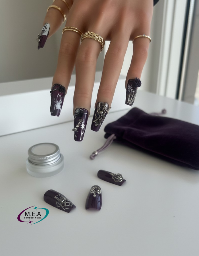 Press-on nails faits main - Prune