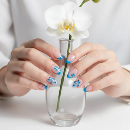Bleu Profond Élégance – Press-on nails faits main