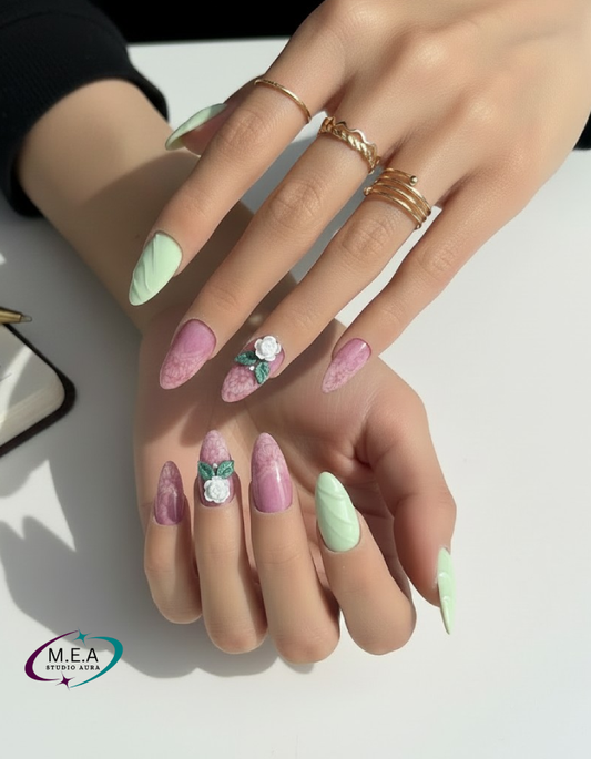Nude Rosalia – Press-on nails faits main