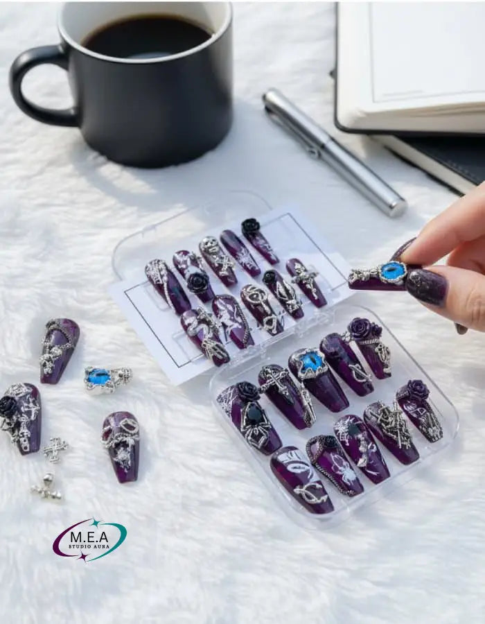 Press-on nails faits main - Prune