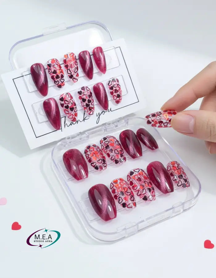 Cœur Passion – Press-on nails faits main