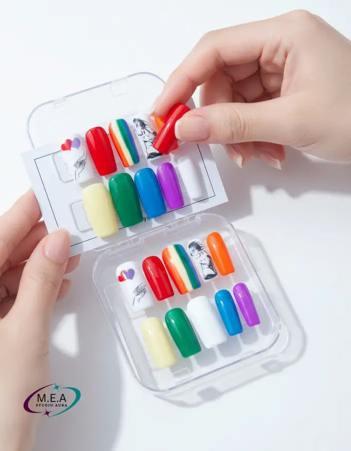 Rainbow Pride – Press-on nails faits main