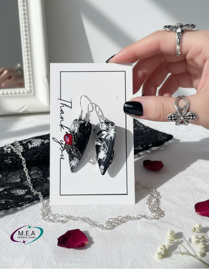 Boucles d'oreilles gothiques — Tête de mort & Araignée