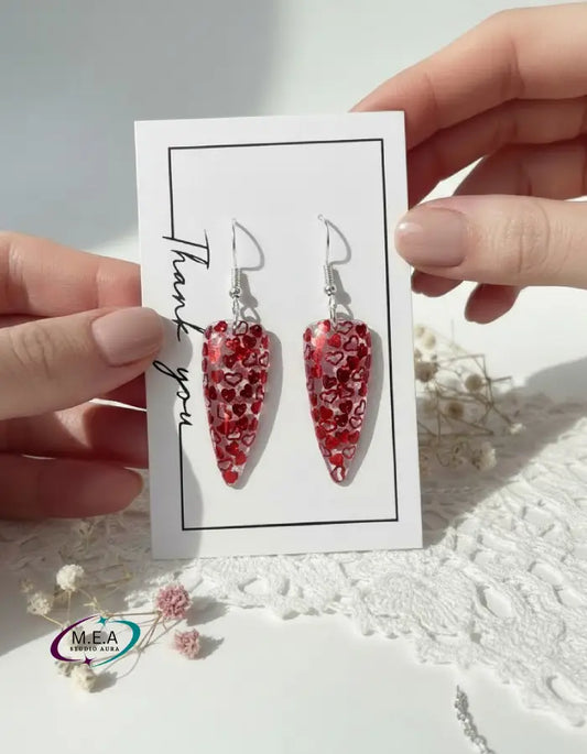 Boucles d'oreilles cœur faites main