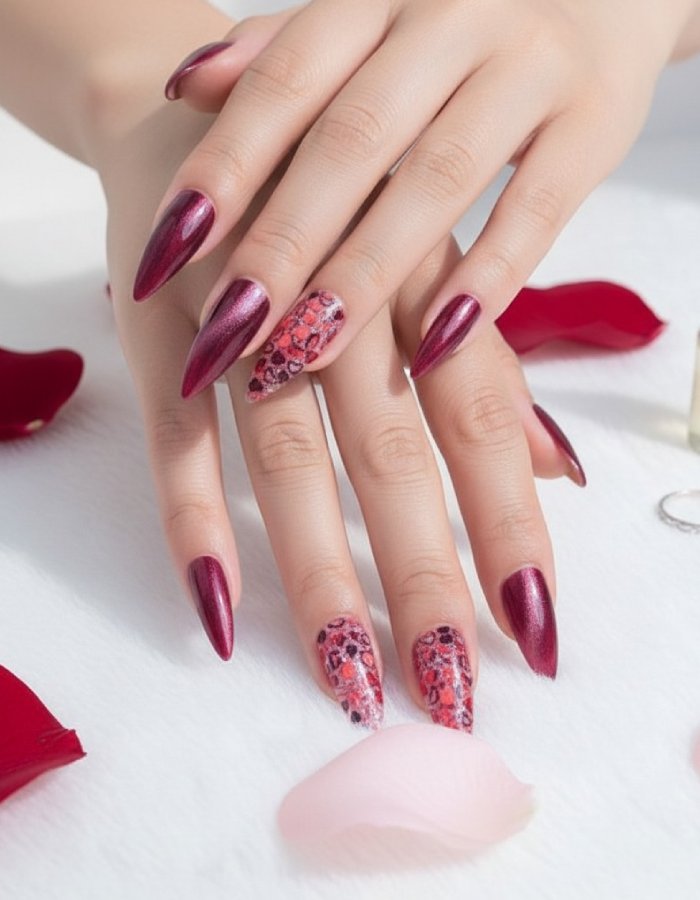 Cœur Passion – Press-on nails faits main