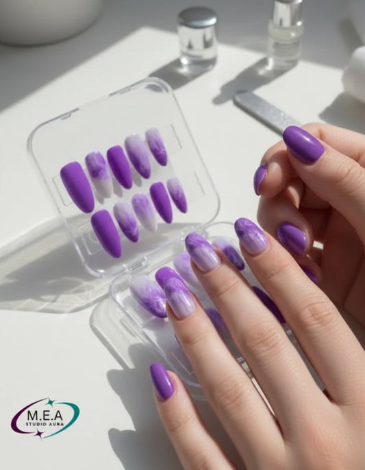 Violet Ombre – Press-on nails faits main