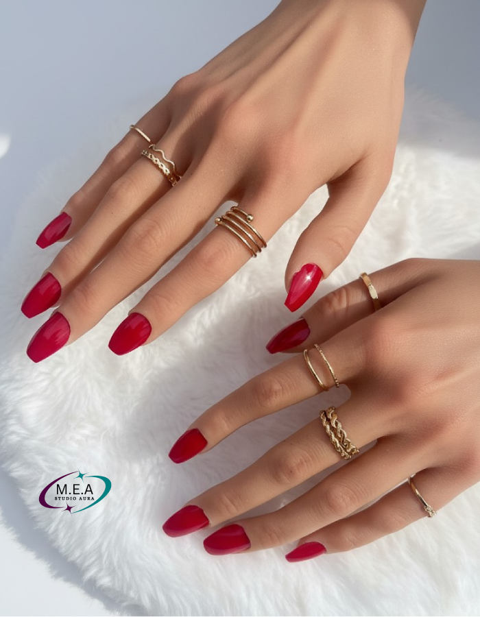 Rouge Absolu – Press-on nails faits main