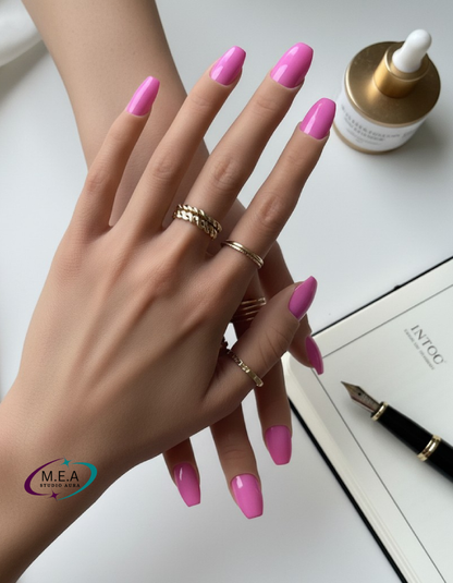 Rose Élégance – Press-on nails faits main