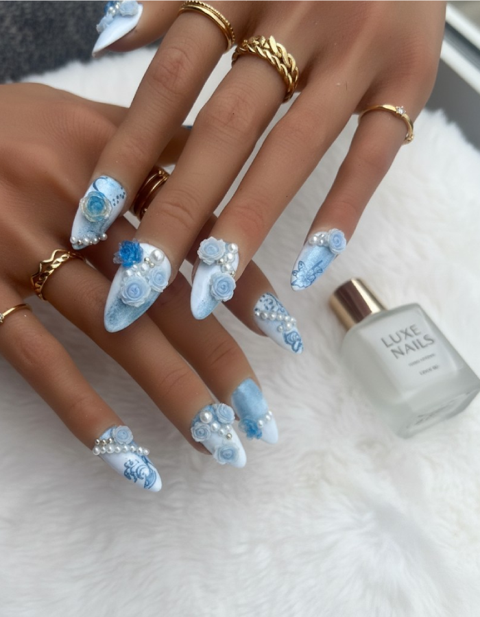 Romance Nuptiale – Press-on nails mariage faits main