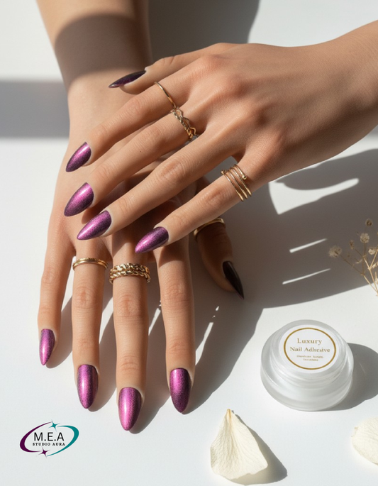 Mystère Violet – Press-on nails Cat Eye élégants