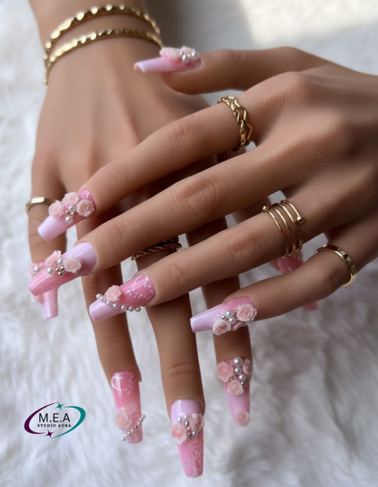Romance Nuptiale – Press-on nails mariage faits main