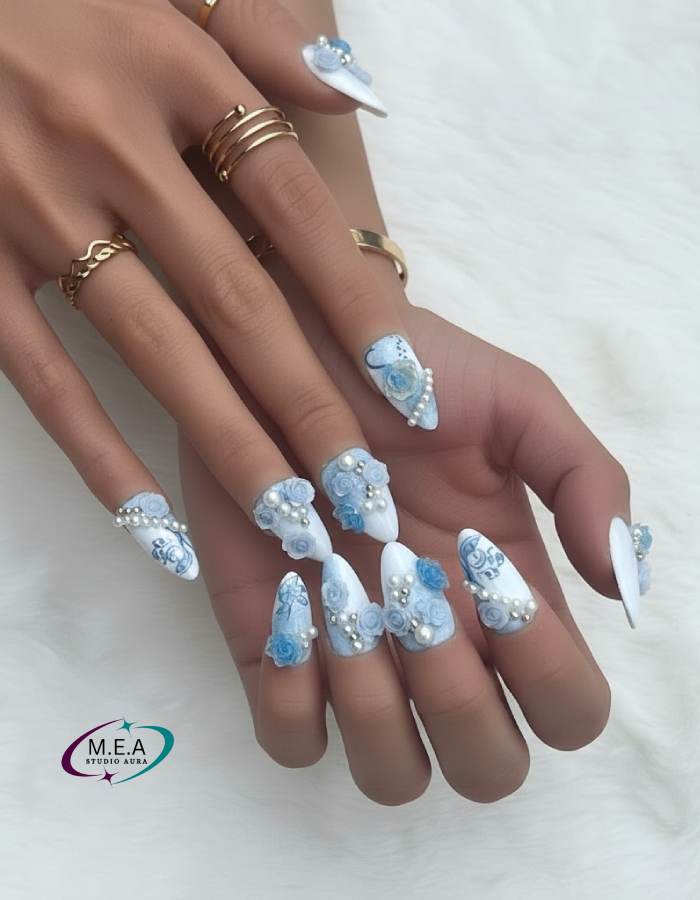 Romance Nuptiale – Press-on nails mariage faits main