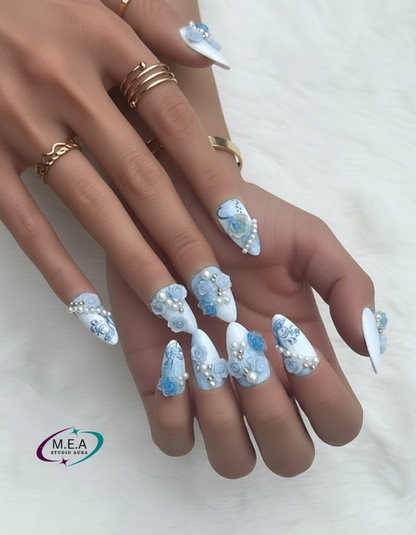 Romance Nuptiale – Press-on nails mariage faits main