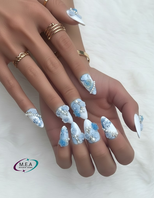 Romance Nuptiale – Press-on nails mariage faits main