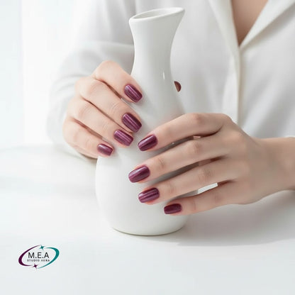 Red Cat Eye – Press-on nails faits main