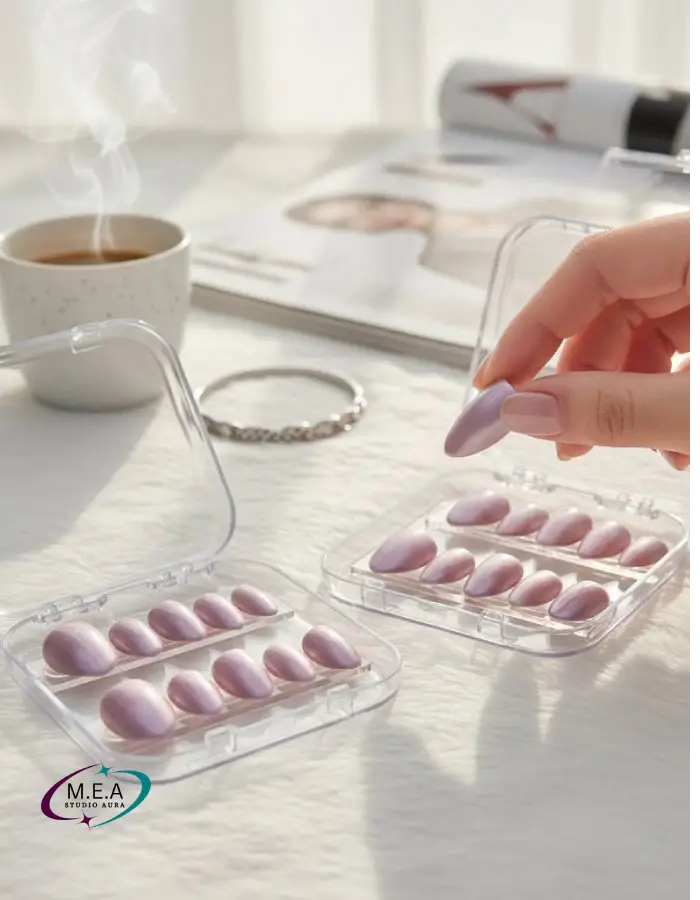 Brume Nacrée – Press-on nails faits main