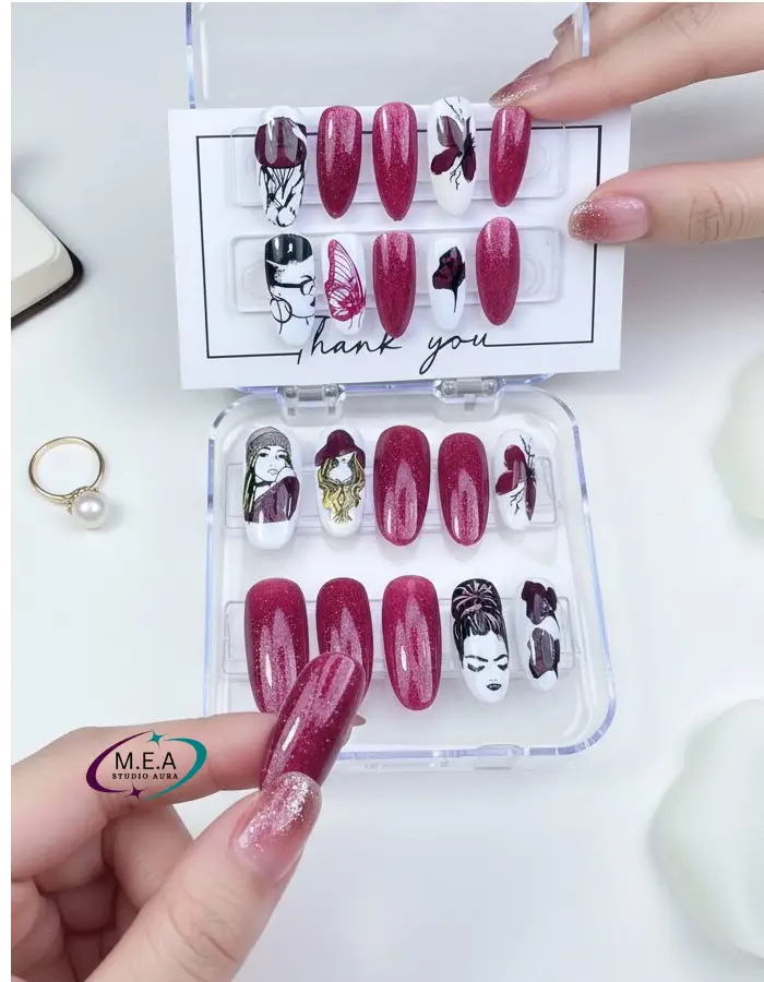 Regards Chromatiques – Press-on nails Cat Eyes visages artistiques