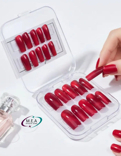 Rouge Absolu – Press-on nails faits main