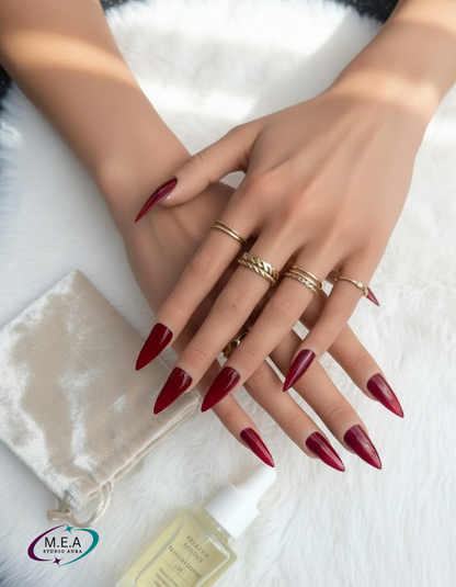 Press on nails rouge cat eye – faux ongles amande effet magnétique