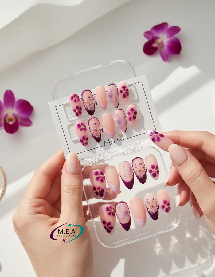 Nude Prune Élégance – Press-on nails faits main