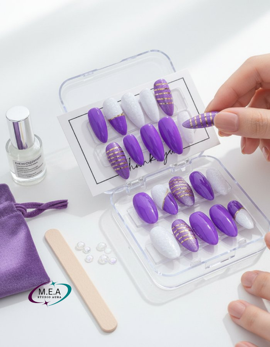 Sucre Violet – Press-on nails faits main