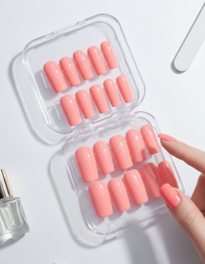 Corail Sunset – Press-on nails faits main