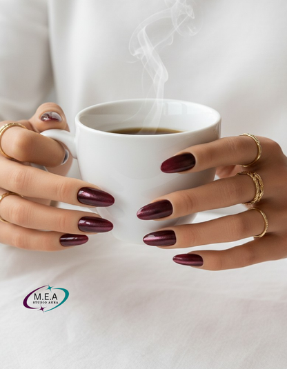 Red Cat Eye – Press-on nails faits main