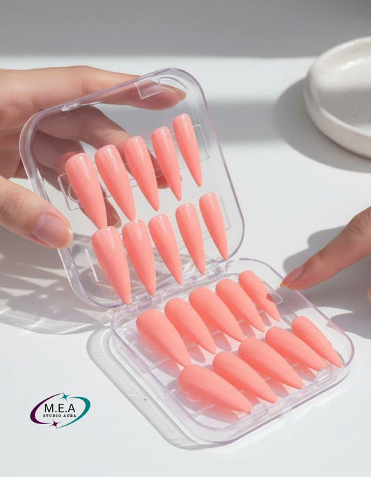 Corail Sunset – Press-on nails faits main