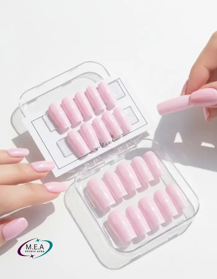 Rose Douceur Micro French – Press-on nails faits main