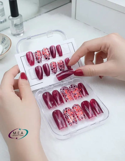 Cœur Passion – Press-on nails faits main