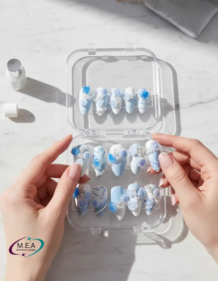 Romance Nuptiale – Press-on nails mariage faits main