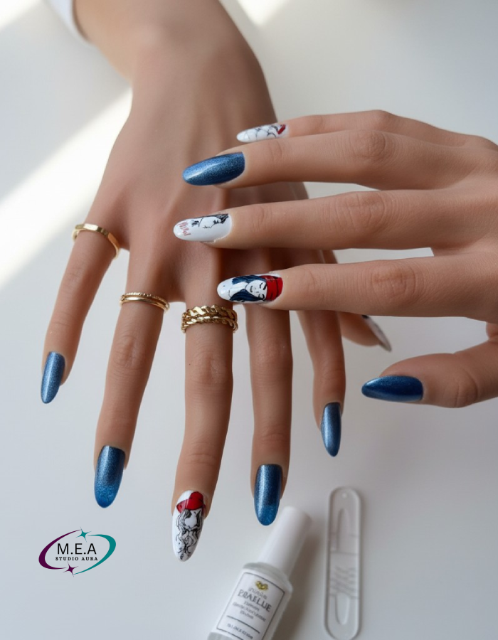 Regards Chromatiques – Press-on nails Cat Eyes visages artistiques
