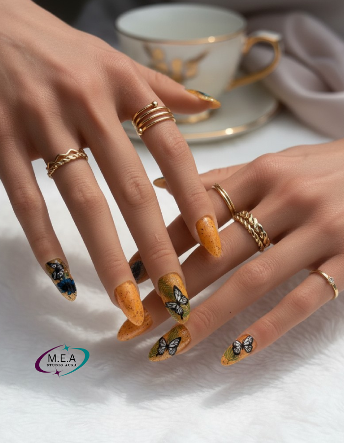 Fleurs Soleil – Press-on nails faits main