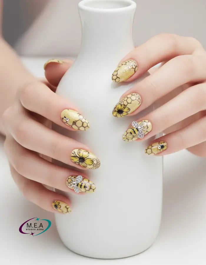 Miel Doré – Press-on nails faits main