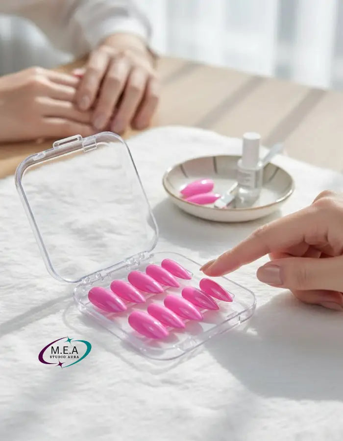 Rose Élégance – Press-on nails faits main