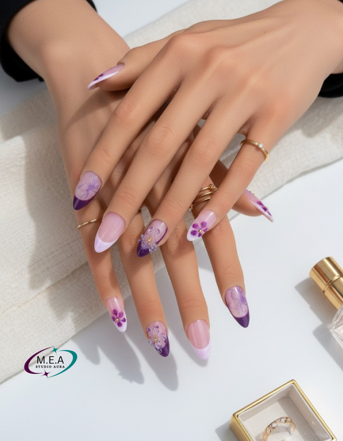 Nude Prune Élégance – Press-on nails faits main