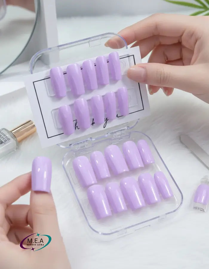 Mauve Élégance – Press-on nails faits main