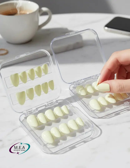 Press-on nails faits main - faux ongles jaune