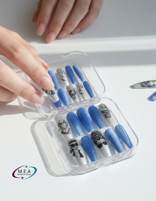 Visage d’Ombre – Press-on nails faits main