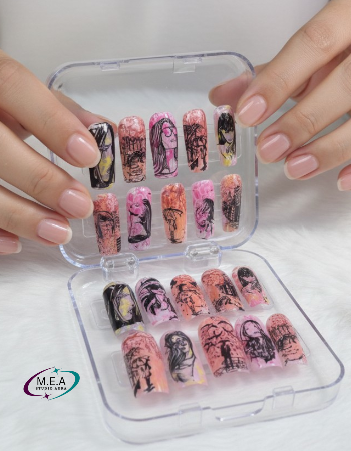 Éclats d’Aube – Press-on nails faits main