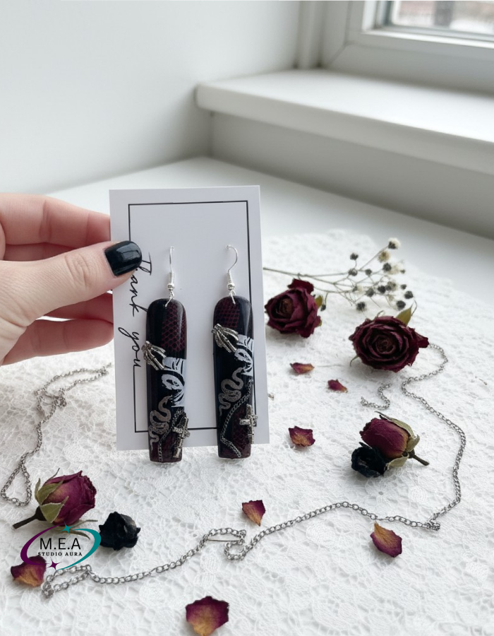 Black Script — Boucles d'oreilles Gothiques 🖤