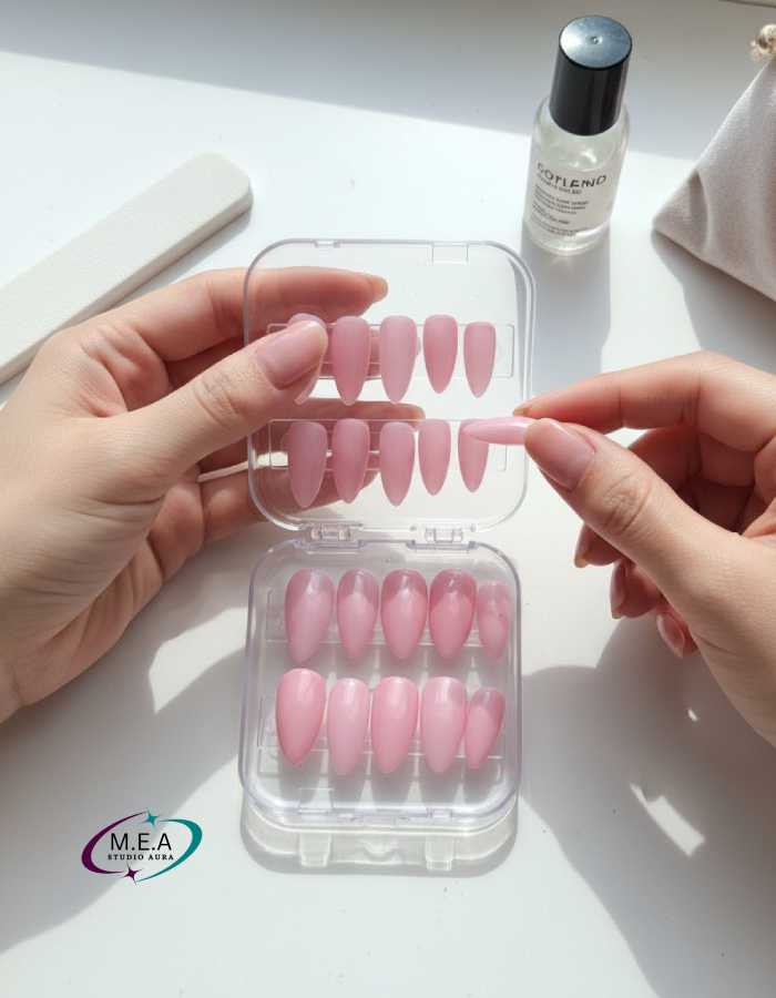 Press-on nails Petal – rose translucide faits main