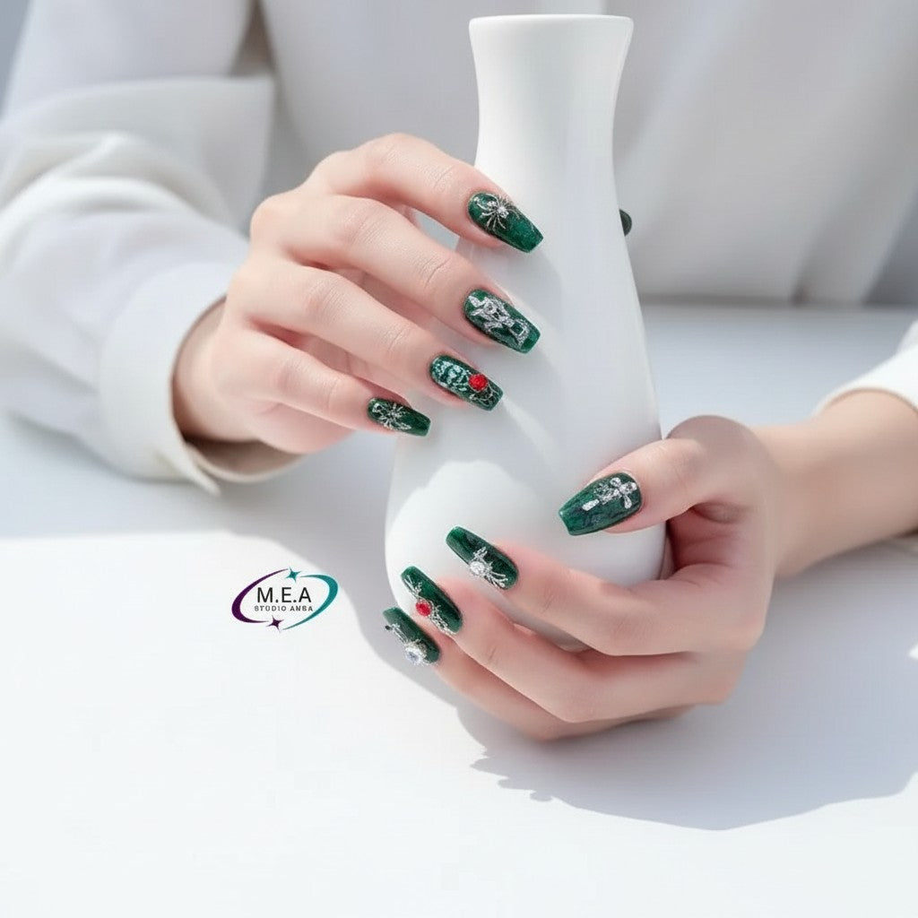 Vert Envoûtant – Press-on nails faits main